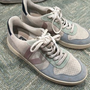 Veja suede white and blue sneakers